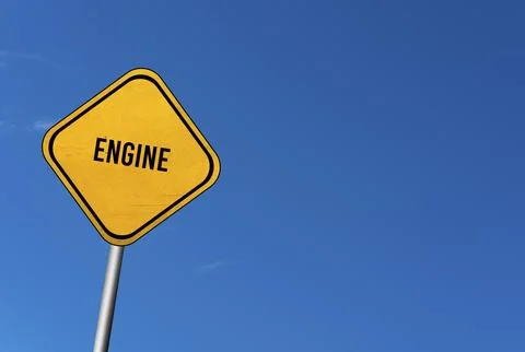 Engine, yellow sign with blue sky 스톡 일러스트