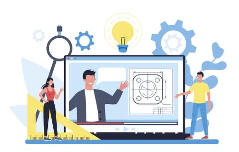 Engineeering online service or platform. Online video tutorial. Stock Illustration