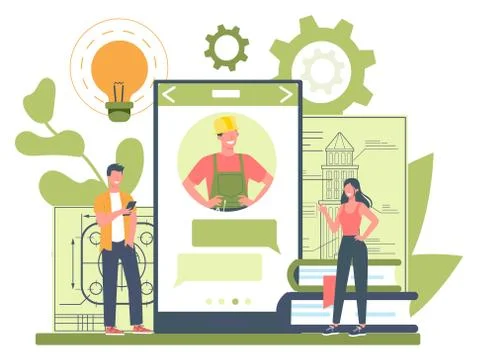 Engineeering online service or platform. professional consultation. 스톡 일러스트