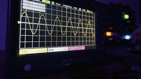 Engineer Adjusting Oscilloscope Waveform In Electronics Laboratory Stock Footage 327857183