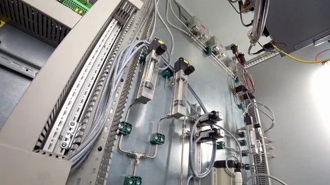 Engineer adjusts the gas flow rate on rotameter in control cabinet of the gas an Stock Footage 79053741