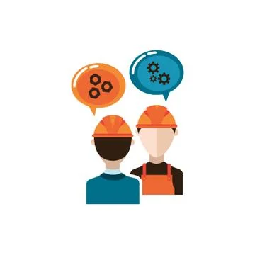 Engineer and builder constructors isolated icon Stock Illustration