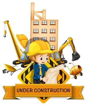 Engineer and building being under construction Ilustración de archivo