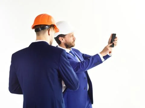 Engineer and building inspector. Profession, management, work, building Fotos de archivo