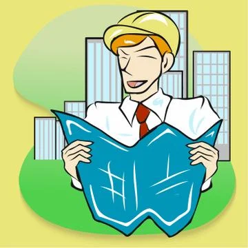 Engineer and building vector for construction content. Stock Illustration