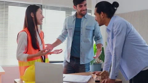 Engineer and business team start up successful and celebrate and meeting Stock Footage 146680231