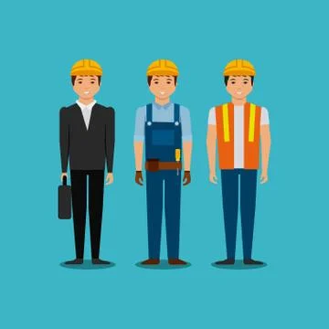Engineer and construction workers Stock Illustration
