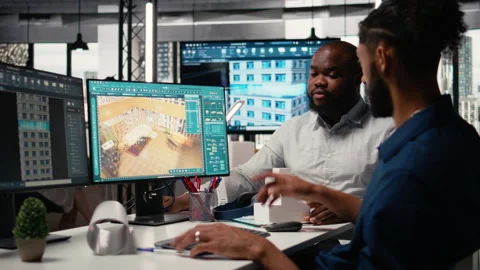 Engineer and designer working together on real estate interior design Stock Footage 316652813