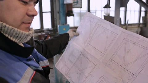 Engineer and drawing Stock Footage 51445026