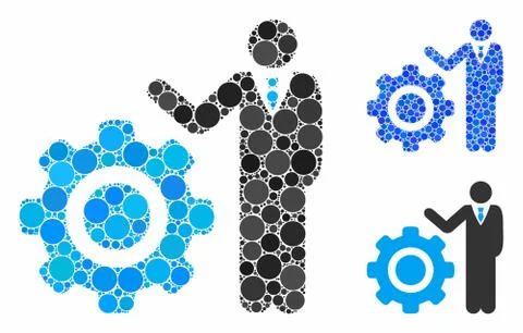 Engineer and gear Composition Icon of Circle Dots Stock Illustration