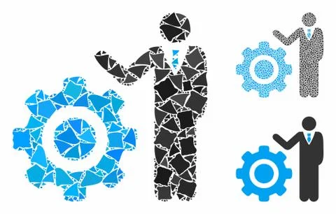 Engineer and gear Composition Icon of Tremulant Items Illustrazione stock