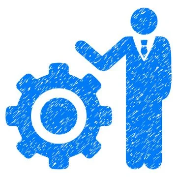 Engineer And Gear Grainy Texture Icon 스톡 일러스트