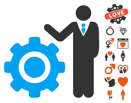 Engineer And Gear Icon With Bonus Stockillustratie