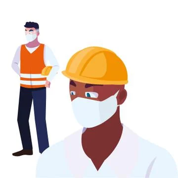 Engineer and operator using mask Illustrazione stock