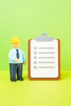 An engineer and a paper clipboard. A security officer. Audit and revision. Se Stock Photos