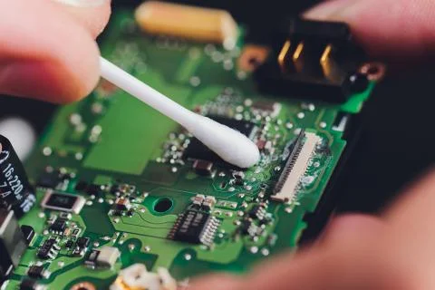 Engineer and technician Minitures are fixing camera mirror box assembly Stock Photos