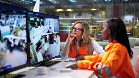 Engineer And Technician Use SCADA Software Stock Footage 347287490