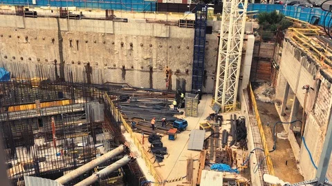 Engineer and workers at construcion site Stock Footage 95934461