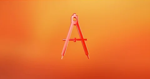 Engineer Architect Compass Red 3d Icon Stock Footage 72285598