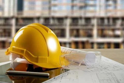 Engineer architect industry 4.0 using computer construction site, industria.. 스톡 사진