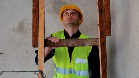 Engineer Architect On Ladder Stock-Footage 129444702