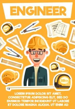 Engineer, architector and tools. Vector Stockillustratie