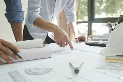 Engineer, architects working together. Stock Photos