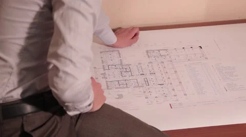 Engineer, architecture corrects the drawing Stock Footage 61098258