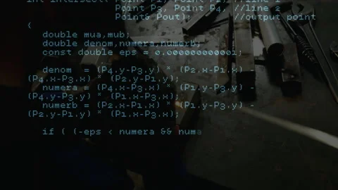 Engineer assembling round metal parts on vise in technology workshop, overlaying Stock Footage 308100729