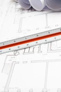 Engineer blueprints 스톡 사진