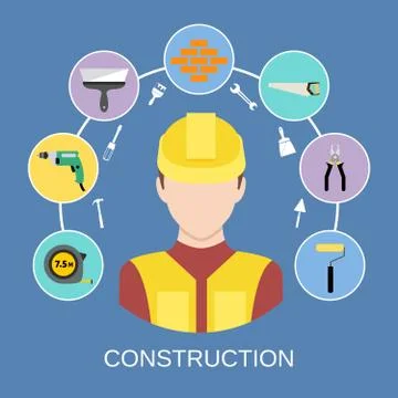 Engineer builder icons set Stock Illustration