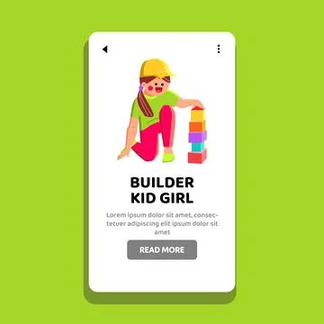 Engineer builder kid girl vector 스톡 일러스트
