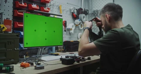 Engineer Building Drone With Dedicated Computer Display Stock Footage 322112250