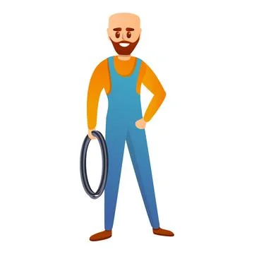 Engineer with cable icon, cartoon style Illustrazione stock