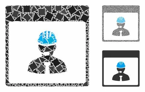 Engineer calendar day Composition Icon of Tuberous Elements Illustrazione stock