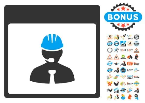 Engineer Calendar Day Flat Vector Icon With Bonus Ilustração Stock
