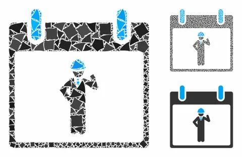 Engineer calendar day Mosaic Icon of Rugged Elements Illustrazione stock