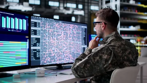 Engineer Carefully Designs Rocket Components Stock Footage 342959744