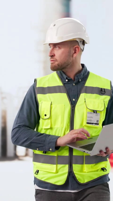 Engineer Carefully Monitors Refinery Control Systems Stock Footage 330582706