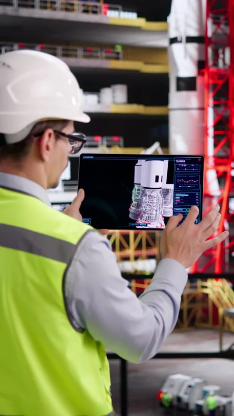 Engineer Carefully Programs Advanced Automation System Video stock 332500643