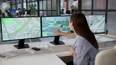 Engineer Carefully Studies Digital Twin Models Stock Footage 333399453