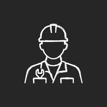 Engineer chalk white icon on dark background Stock Illustration
