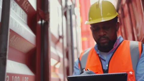 Engineer check quality of container Stock Footage 196290915