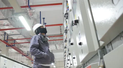 Engineer check status motor in substation Stock Footage 61525871
