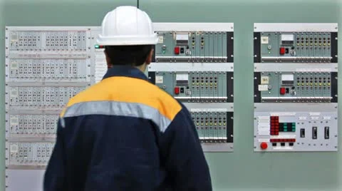 Engineer Check Two Panels And Leaves Stock Footage 10790456