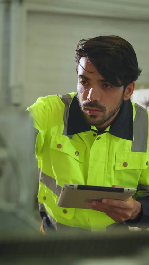 Engineer checking and maintenance machine at factory. Video stock 241705337