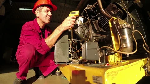 Engineer Checking The High Pressure  Compressor Stock Footage 46082689