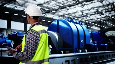 Engineer Checking Industrial Facility. OSHA Inspection Stock Footage 283154417