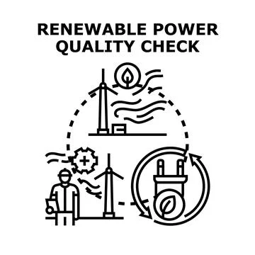 Engineer checking renewable energy power quality Illustrazione stock