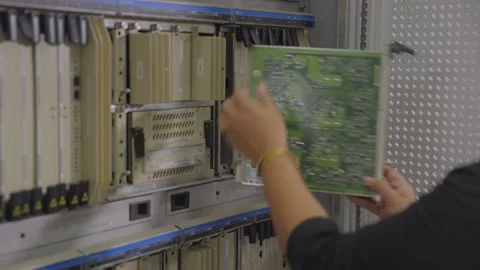 Engineer checking in a server  room Stock Footage 220178015